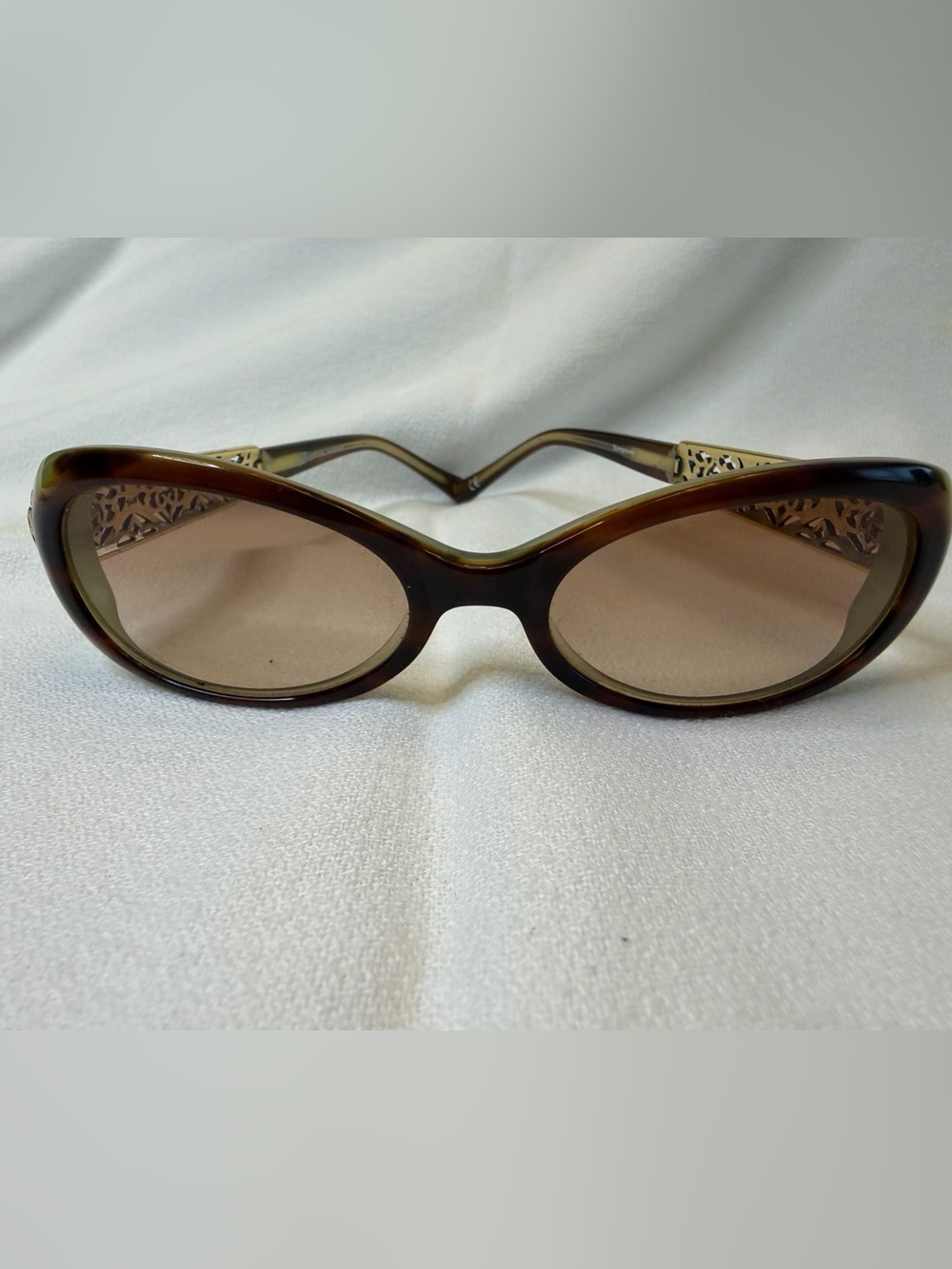 Brighton Symphony Tortoise Shell Oval Sunglasses Silver Filigree Clear Lens